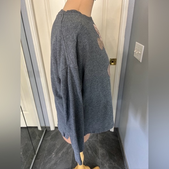 Disneyland Sequined Mickey Mouse Gray Knit Sweatshirt Top - Picture 5 of 8